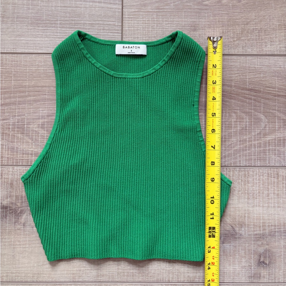 Aritzia BABATON Sculpt Knit Vibrant Green Ribbed Crop Top - Picture 7 of 10